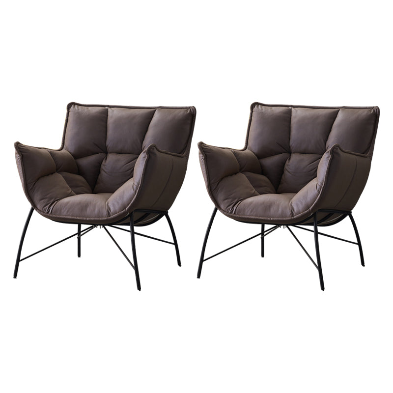 Chaise d'intérieur et d'extérieur moderne en métal, chaise d'appoint à dossier capitonné Parsons avec accoudoirs