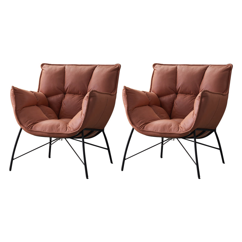 Chaise d'intérieur et d'extérieur moderne en métal, chaise d'appoint à dossier capitonné Parsons avec accoudoirs