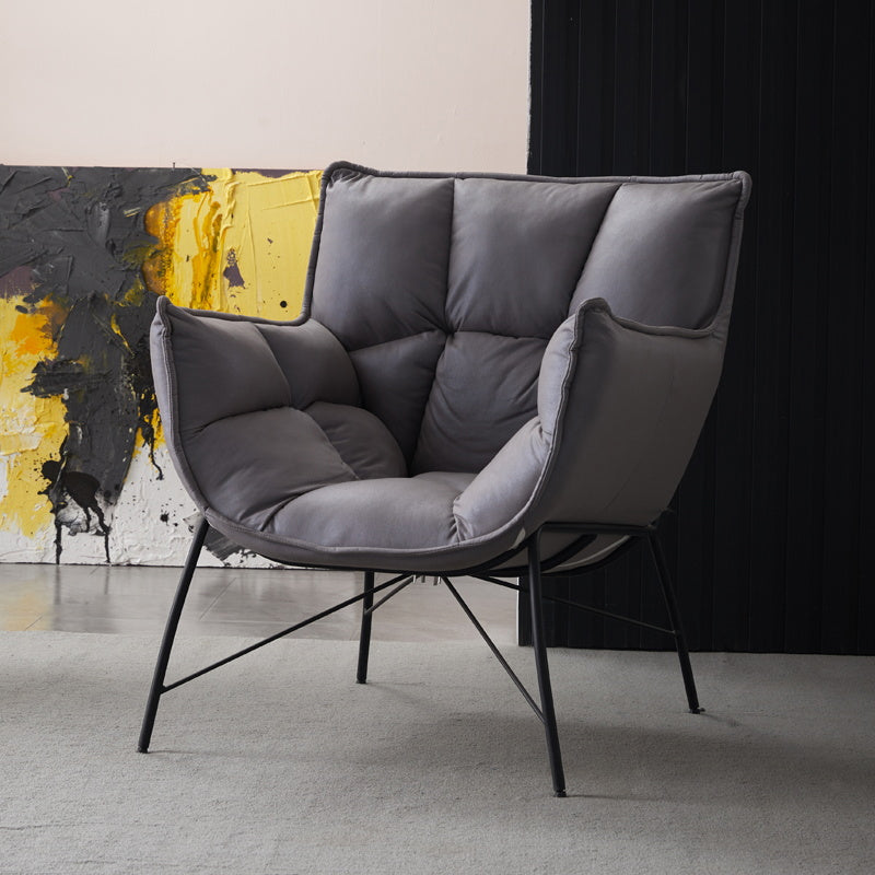 Chaise d'intérieur et d'extérieur moderne en métal, chaise d'appoint à dossier capitonné Parsons avec accoudoirs