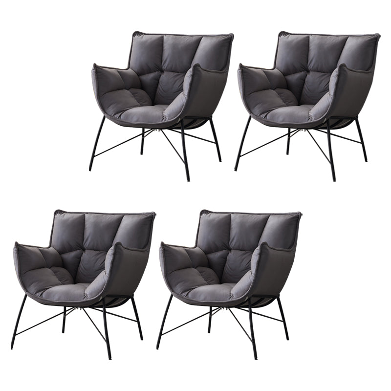 Chaise d'intérieur et d'extérieur moderne en métal, chaise d'appoint à dossier capitonné Parsons avec accoudoirs