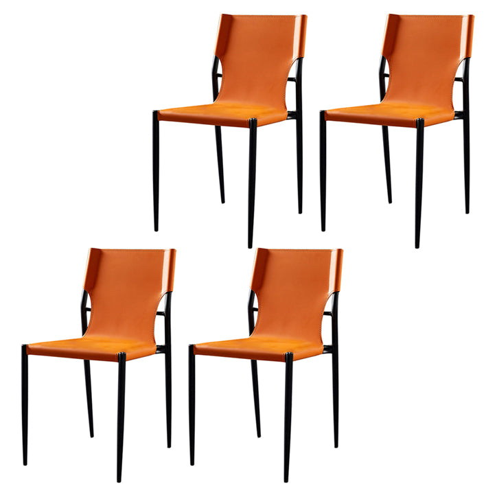 Chaises sans bras de salle à manger rembourrées en cuir, chaises latérales de salle à manger avec pieds en métal