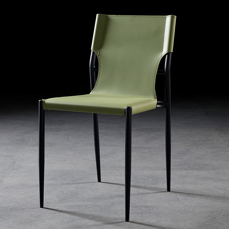 Chaises sans bras de salle à manger rembourrées en cuir, chaises latérales de salle à manger avec pieds en métal