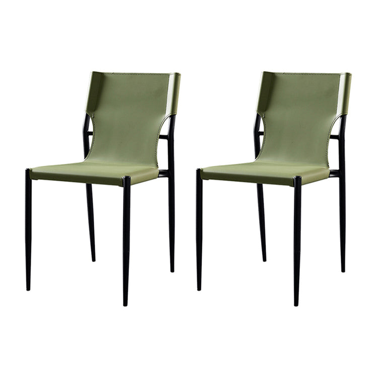 Chaises sans bras de salle à manger rembourrées en cuir, chaises latérales de salle à manger avec pieds en métal