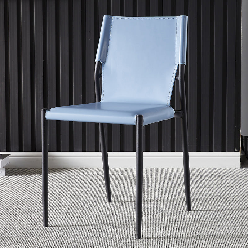 Chaises sans bras de salle à manger rembourrées en cuir, chaises latérales de salle à manger avec pieds en métal