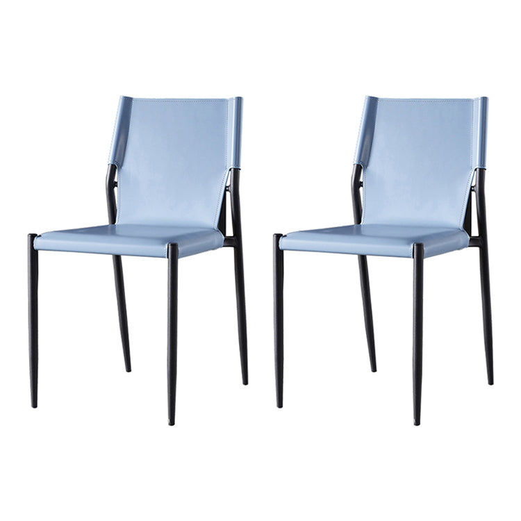 Chaises sans bras de salle à manger rembourrées en cuir, chaises latérales de salle à manger avec pieds en métal