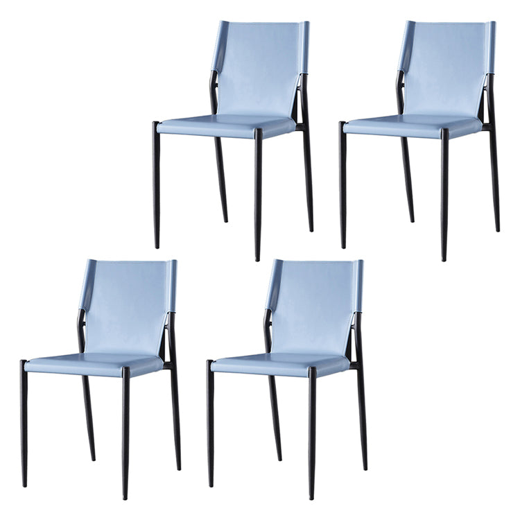 Chaises sans bras de salle à manger rembourrées en cuir, chaises latérales de salle à manger avec pieds en métal