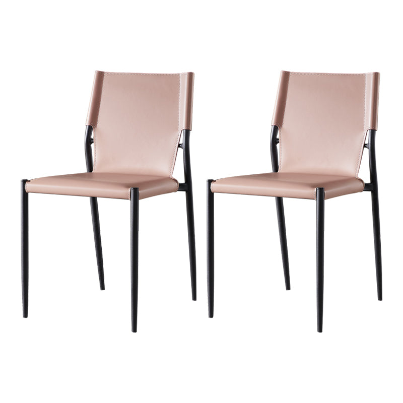 Chaises sans bras de salle à manger rembourrées en cuir, chaises latérales de salle à manger avec pieds en métal
