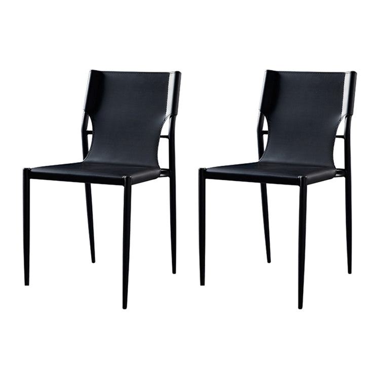 Chaises sans bras de salle à manger rembourrées en cuir, chaises latérales de salle à manger avec pieds en métal