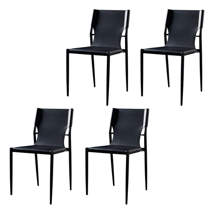 Chaises sans bras de salle à manger rembourrées en cuir, chaises latérales de salle à manger avec pieds en métal