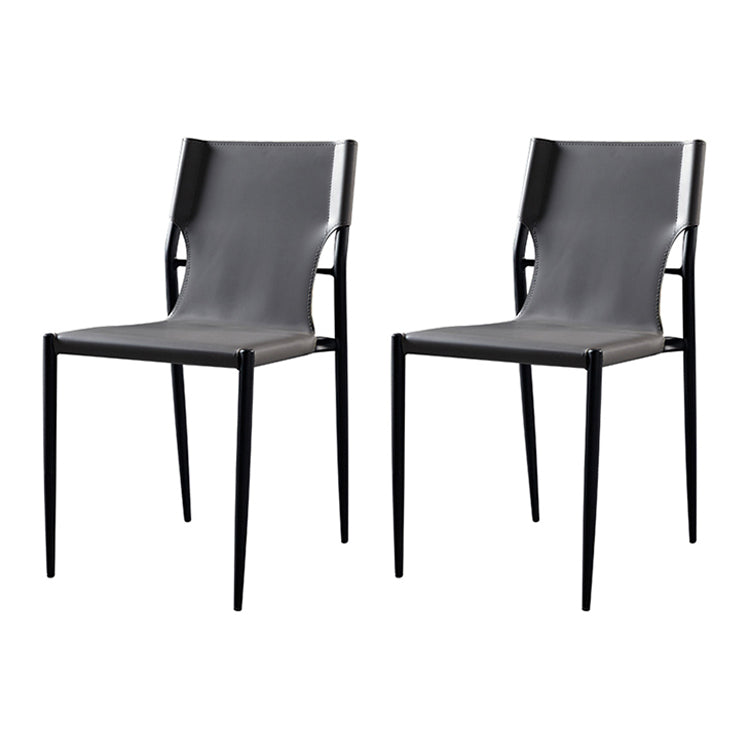Chaises sans bras de salle à manger rembourrées en cuir, chaises latérales de salle à manger avec pieds en métal