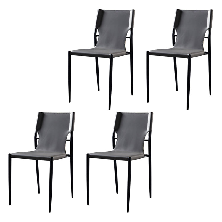 Chaises sans bras de salle à manger rembourrées en cuir, chaises latérales de salle à manger avec pieds en métal