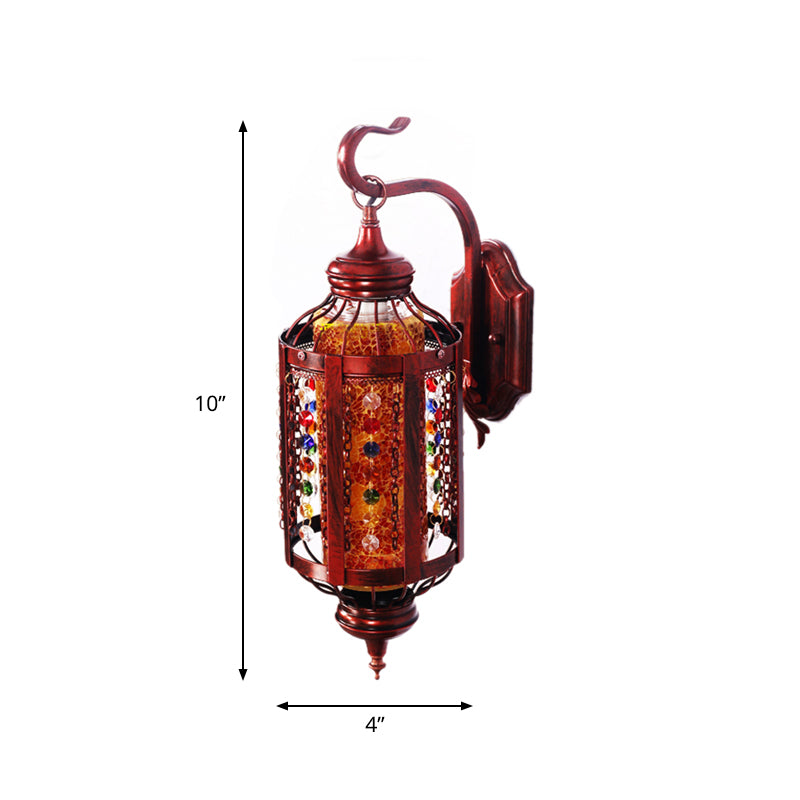 Copper Lantern Wall Mount Lighting Antique Metal 1 Head Restaurant Sconce Light Fixture
