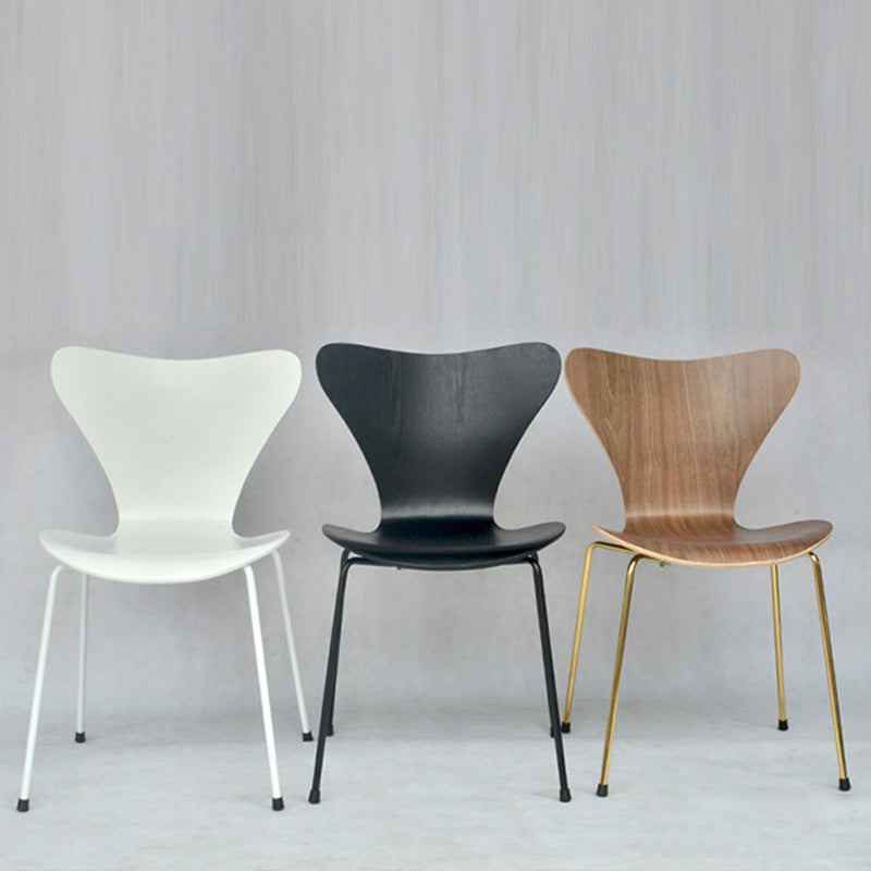 Contemporary Home Side Chair Wingback Wood Dining Room Chair with Metal Legs