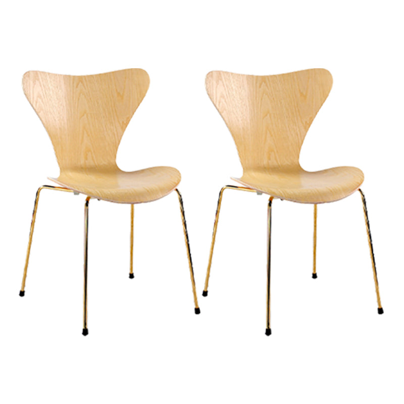 Contemporary Home Side Chair Wingback Wood Dining Room Chair with Metal Legs