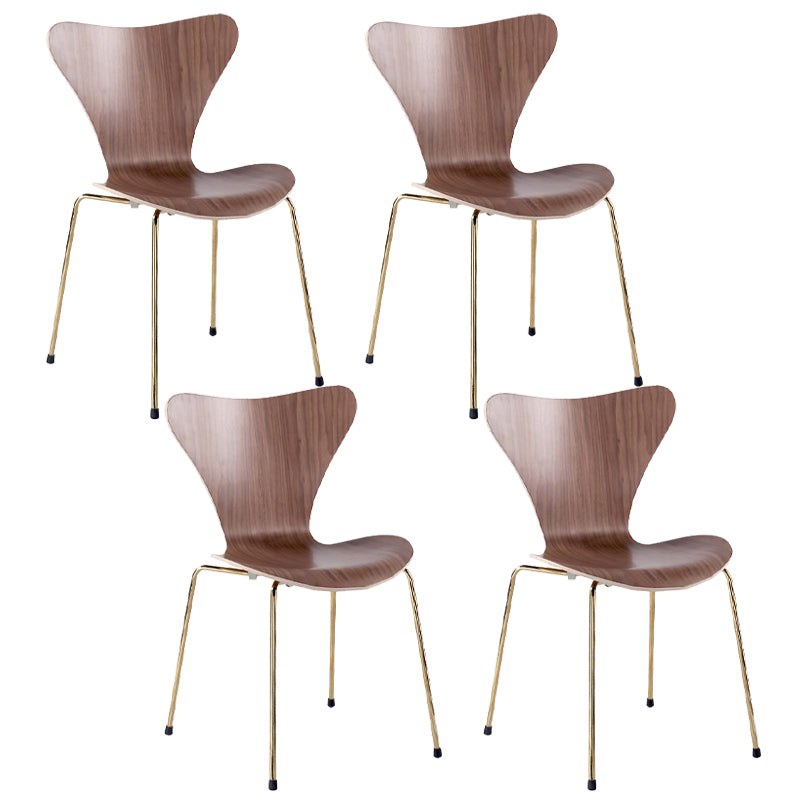 Contemporary Home Side Chair Wingback Wood Dining Room Chair with Metal Legs