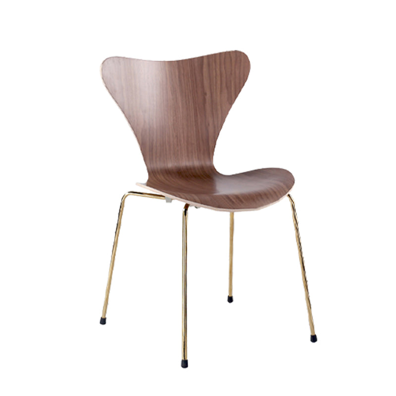 Contemporary Home Side Chair Wingback Wood Dining Room Chair with Metal Legs