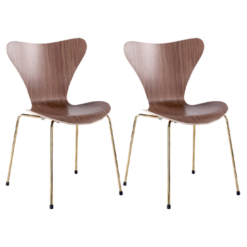 Contemporary Home Side Chair Wingback Wood Dining Room Chair with Metal Legs