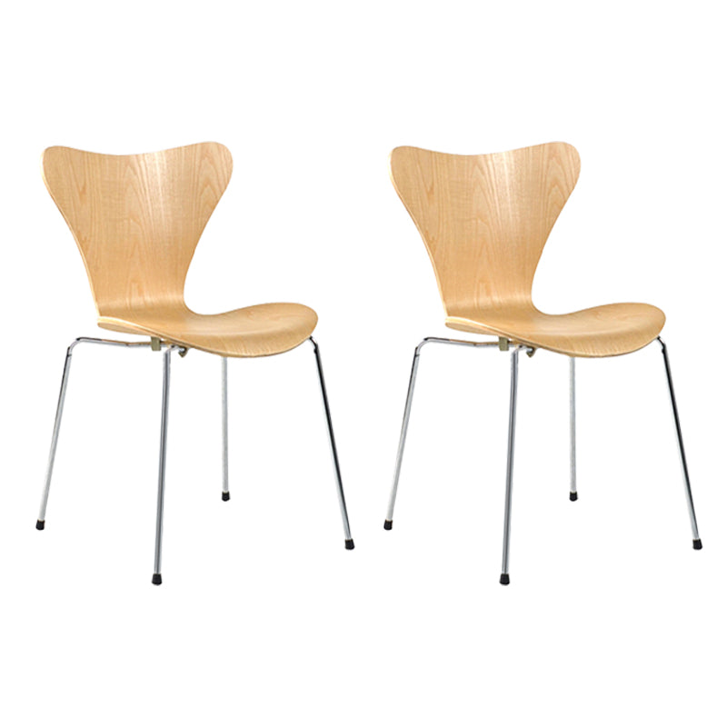 Contemporary Home Side Chair Wingback Wood Dining Room Chair with Metal Legs