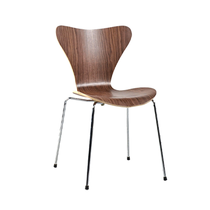 Contemporary Home Side Chair Wingback Wood Dining Room Chair with Metal Legs