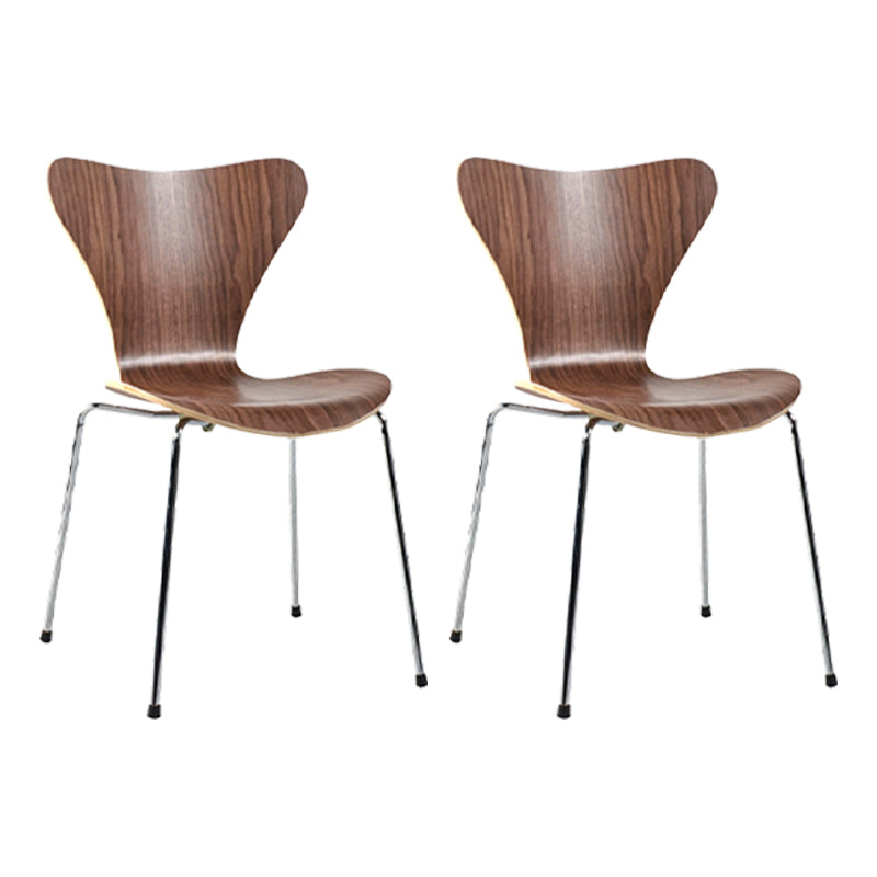 Contemporary Home Side Chair Wingback Wood Dining Room Chair with Metal Legs