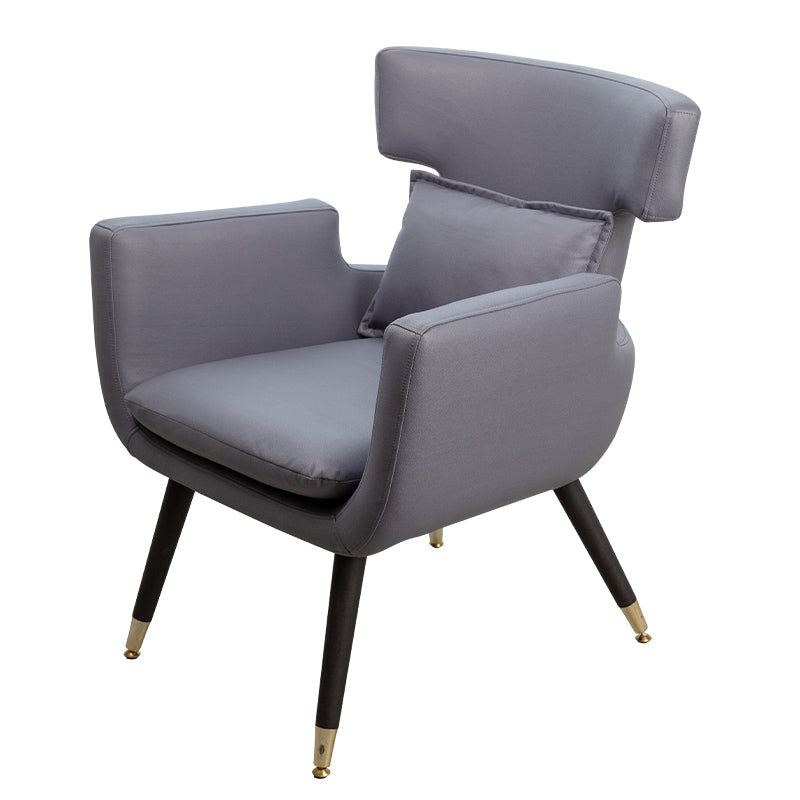 Minimalist Style Linen Fabric Dining Chair Solid Back Upholstered Single Chair for Home
