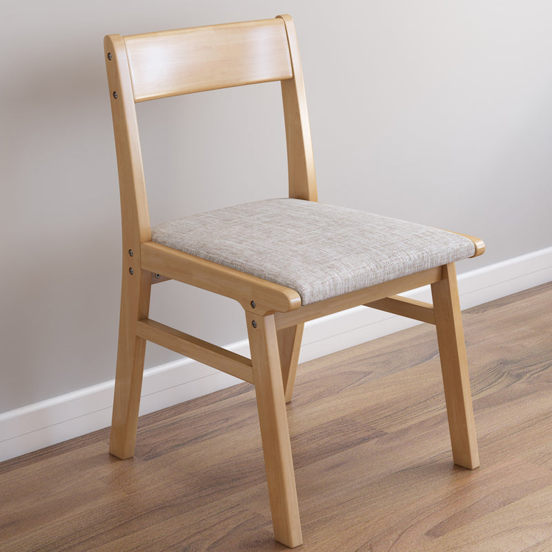 Silla de comedor sin brazos de Rubberwood, silla lateral de comedor tapizada con espalda abierta
