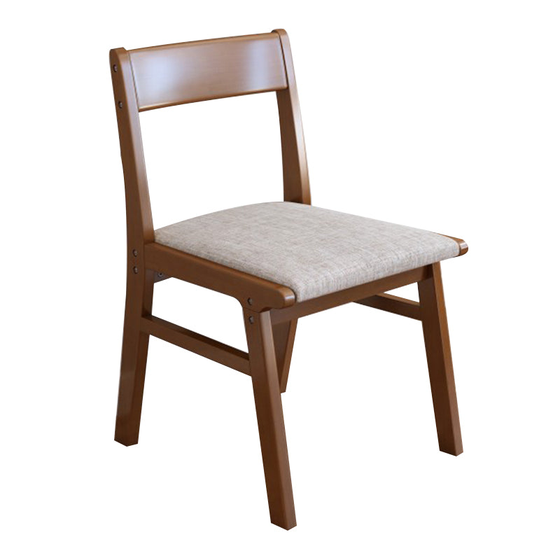 Silla de comedor sin brazos de Rubberwood, silla lateral de comedor tapizada con espalda abierta