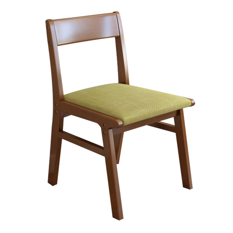Silla de comedor sin brazos de Rubberwood, silla lateral de comedor tapizada con espalda abierta