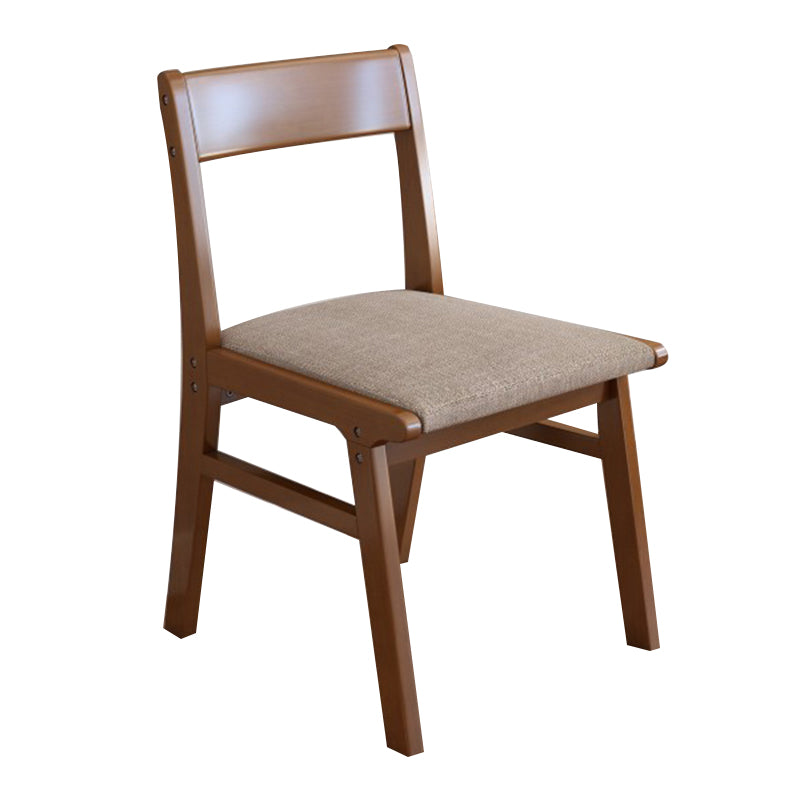 Silla de comedor sin brazos de Rubberwood, silla lateral de comedor tapizada con espalda abierta