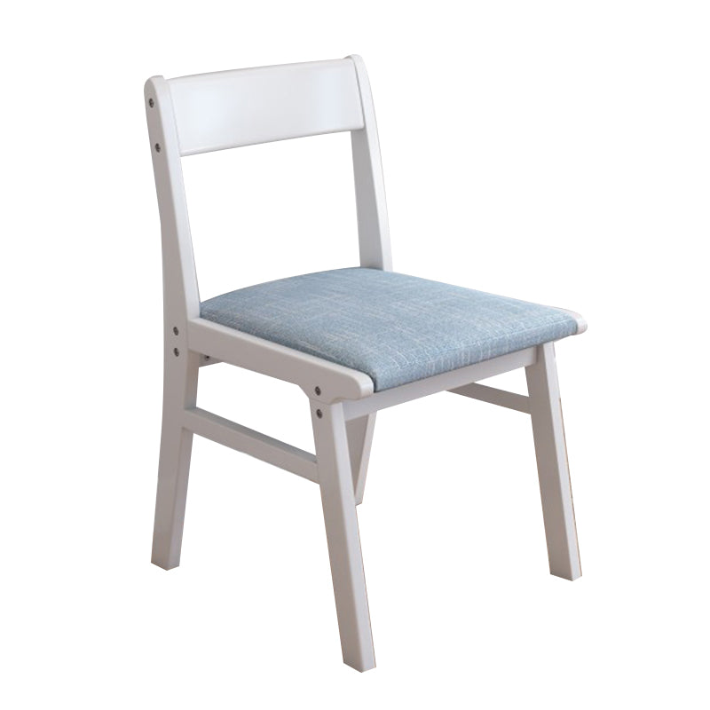 Silla de comedor sin brazos de Rubberwood, silla lateral de comedor tapizada con espalda abierta
