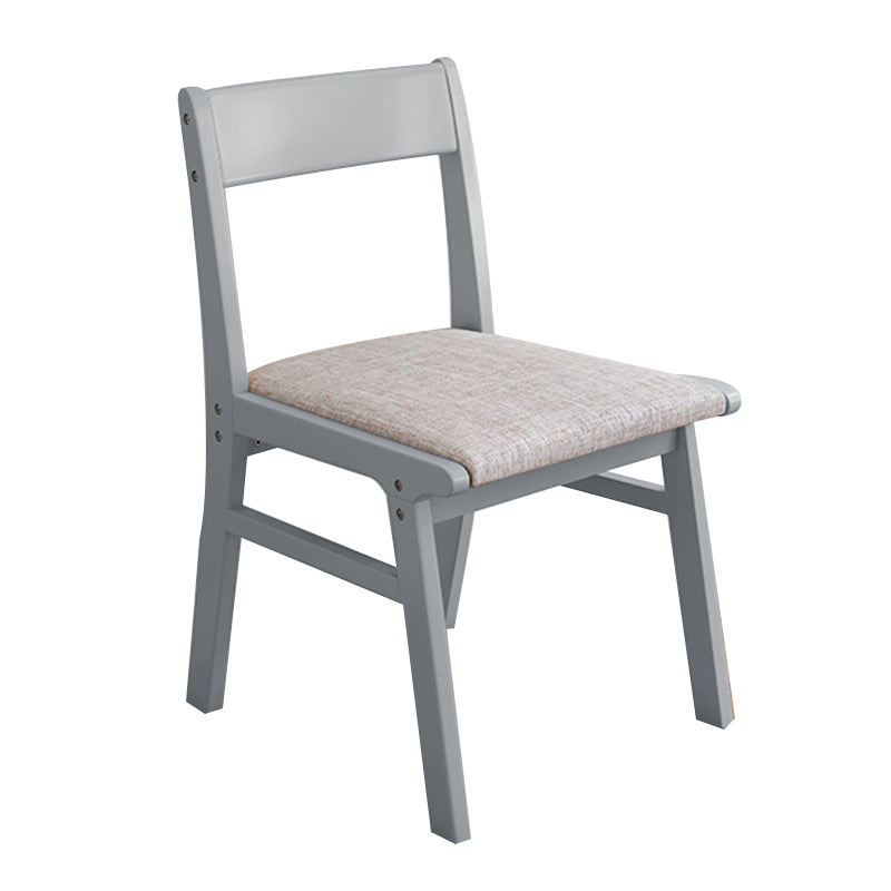 Silla de comedor sin brazos de Rubberwood, silla lateral de comedor tapizada con espalda abierta