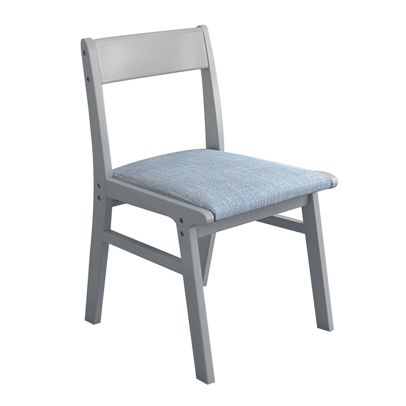 Silla de comedor sin brazos de Rubberwood, silla lateral de comedor tapizada con espalda abierta