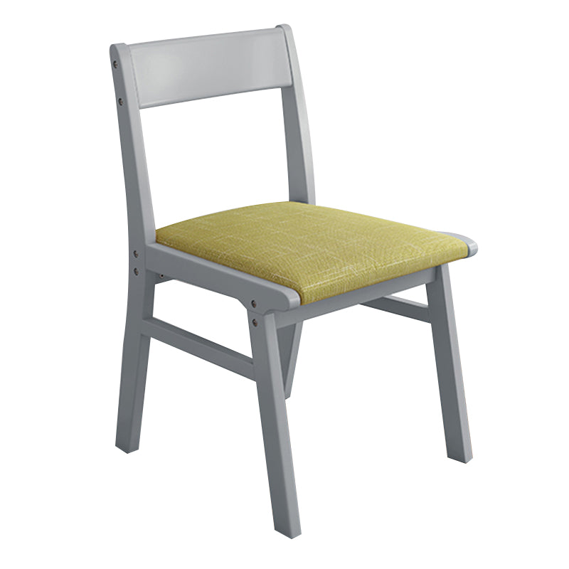 Silla de comedor sin brazos de Rubberwood, silla lateral de comedor tapizada con espalda abierta