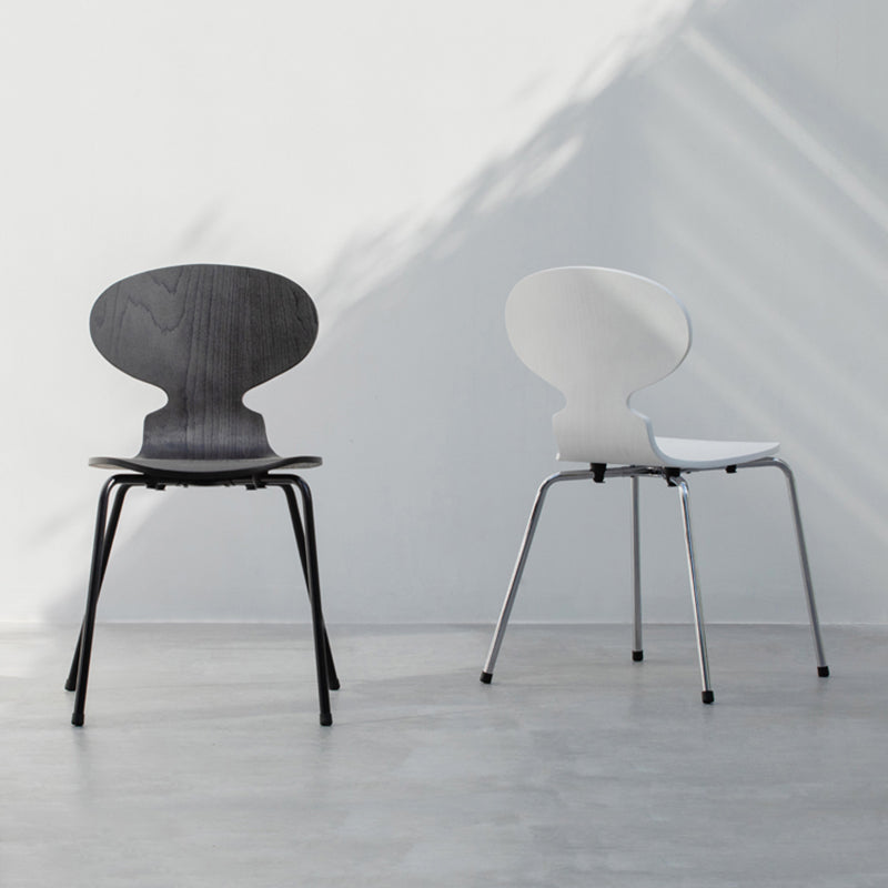 Silla de comedor de madera de estilo industrial, silla de comedor sin brazos con respaldo sólido