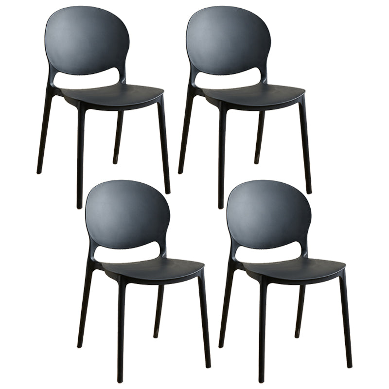 Plastic stapelbare armloze eetkamerstoelen open stoel met de achterkant (set van 4)