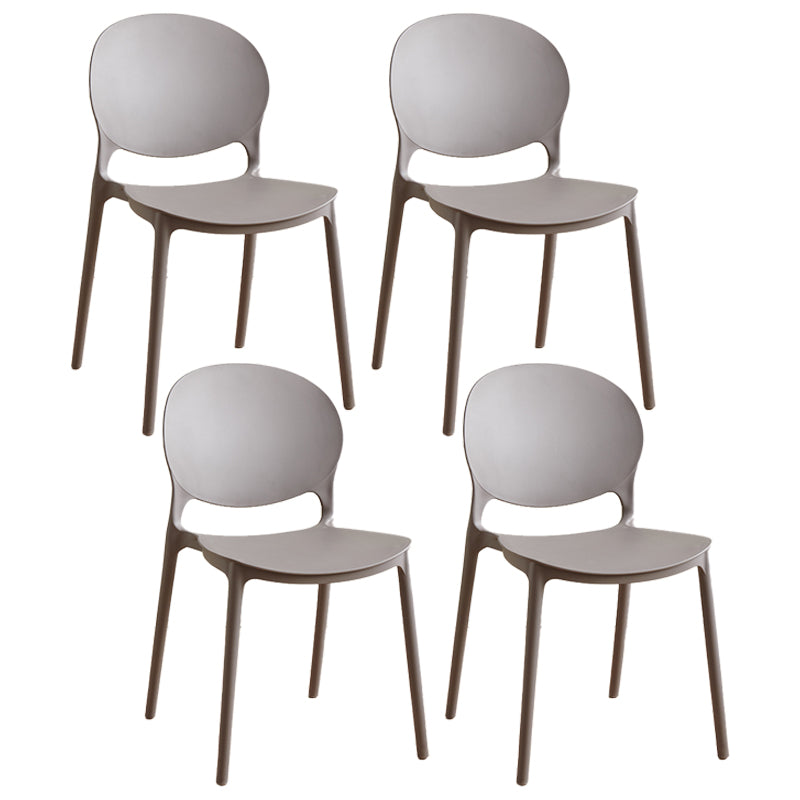 Plastic stapelbare armloze eetkamerstoelen open stoel met de achterkant (set van 4)