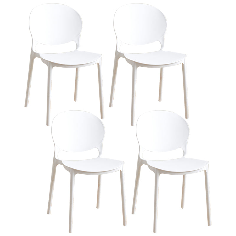 Plastic stapelbare armloze eetkamerstoelen open stoel met de achterkant (set van 4)