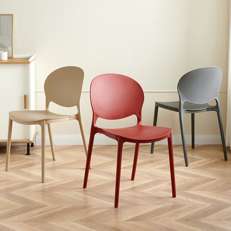 Plastic stapelbare armloze eetkamerstoelen open stoel met de achterkant (set van 4)