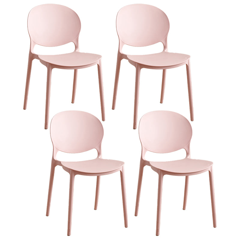 Plastic stapelbare armloze eetkamerstoelen open stoel met de achterkant (set van 4)