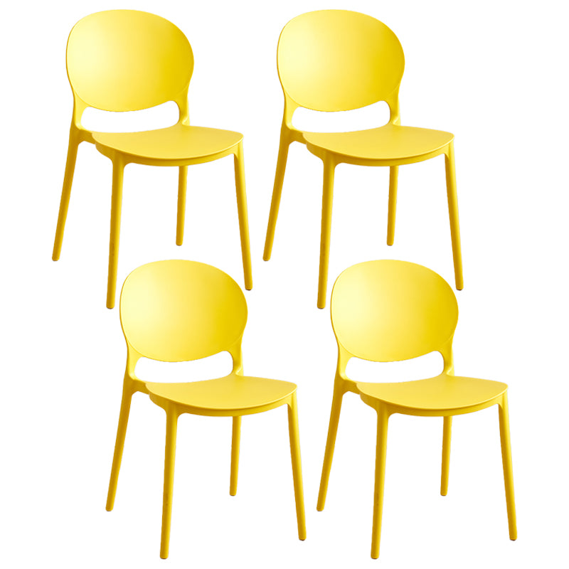 Plastic stapelbare armloze eetkamerstoelen open stoel met de achterkant (set van 4)