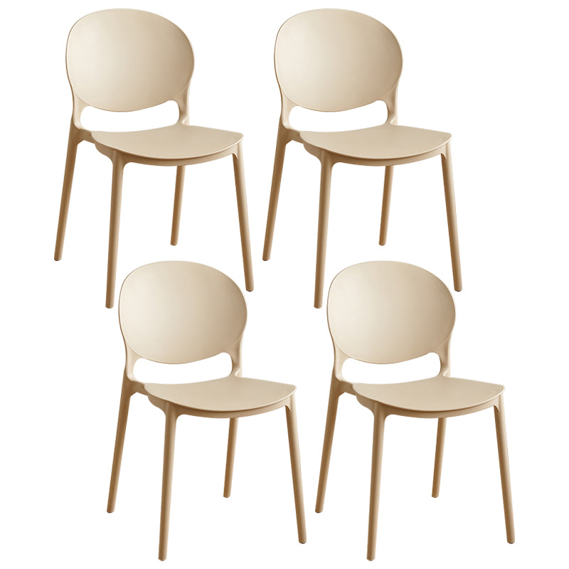 Plastic stapelbare armloze eetkamerstoelen open stoel met de achterkant (set van 4)