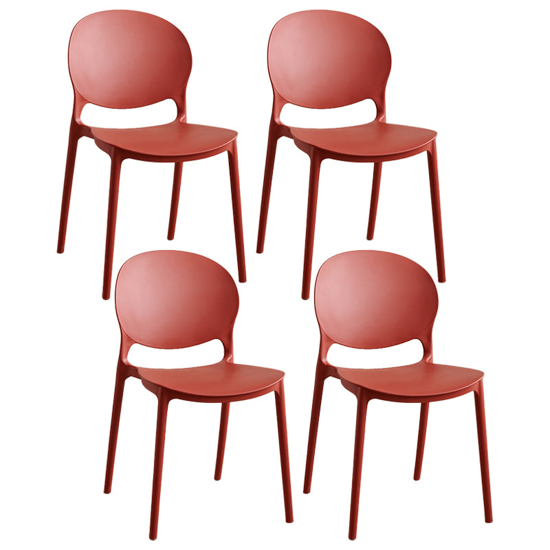 Plastic stapelbare armloze eetkamerstoelen open stoel met de achterkant (set van 4)