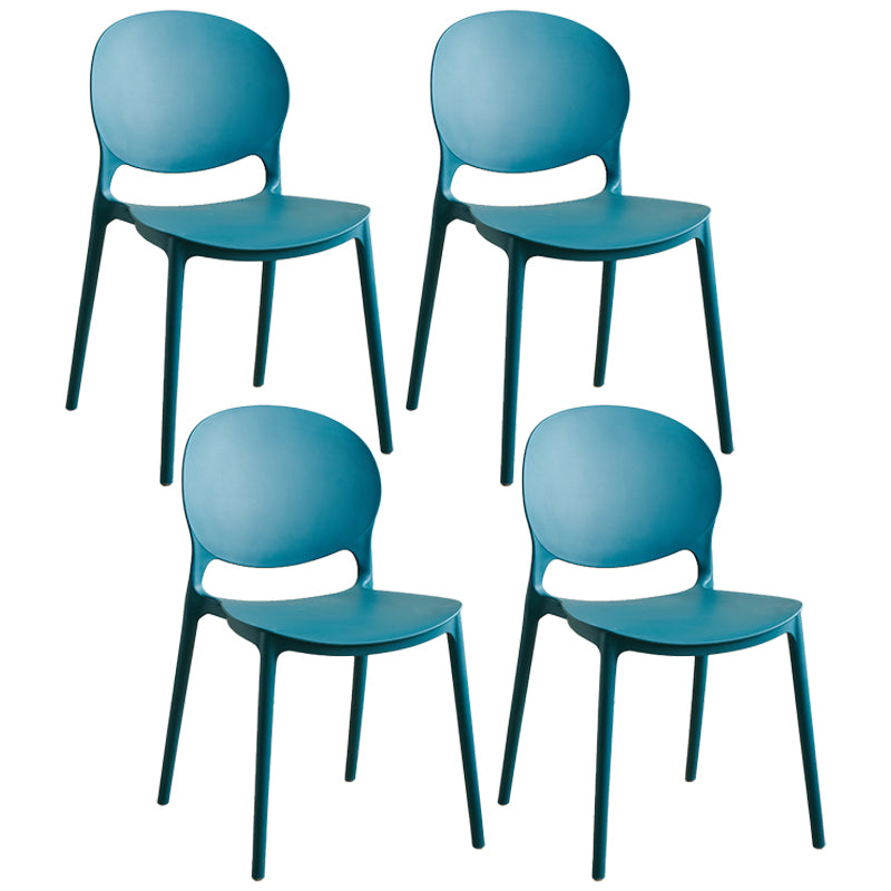 Plastic stapelbare armloze eetkamerstoelen open stoel met de achterkant (set van 4)