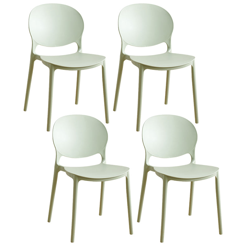 Plastic stapelbare armloze eetkamerstoelen open stoel met de achterkant (set van 4)