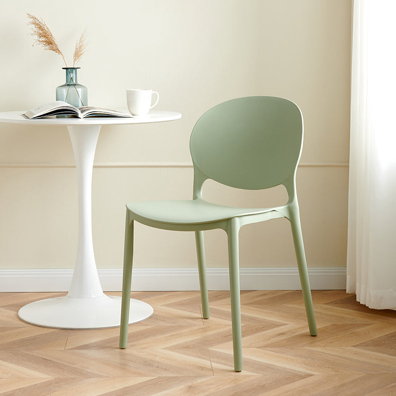 Plastic stapelbare armloze eetkamerstoelen open stoel met de achterkant (set van 4)