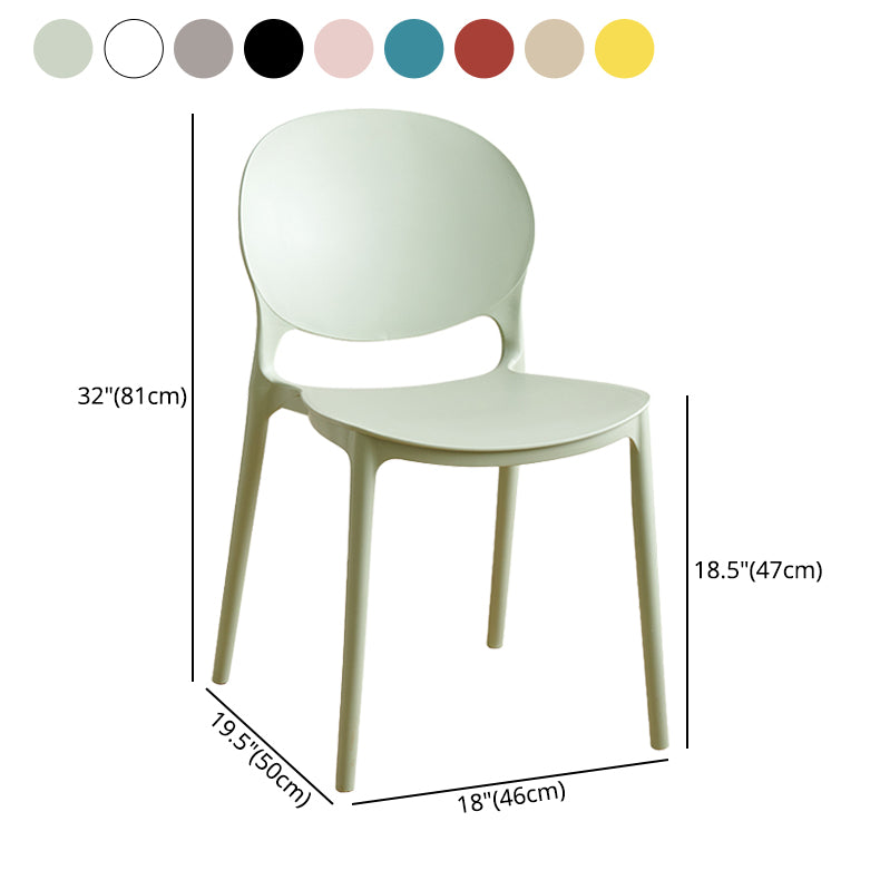 Plastic stapelbare armloze eetkamerstoelen open stoel met de achterkant (set van 4)