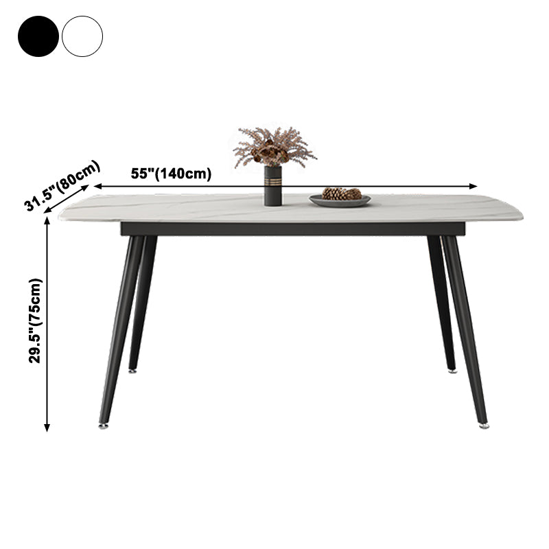 Industrial Style Stone Dining Table 4 Legs Dining Site Table for Dining Room