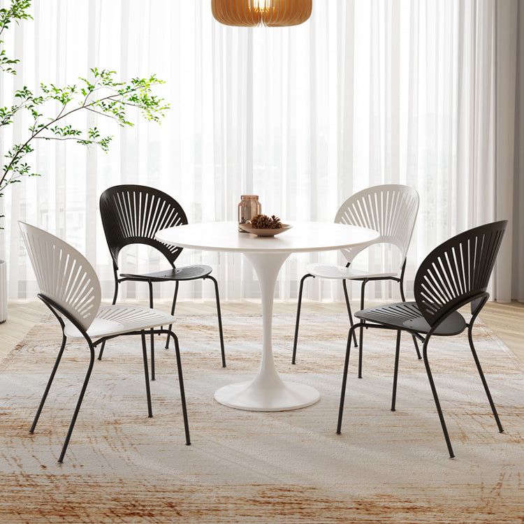 Runde Tulpbasis moderner Esstisch Weißer Ton fester Tisch für Esszimmer