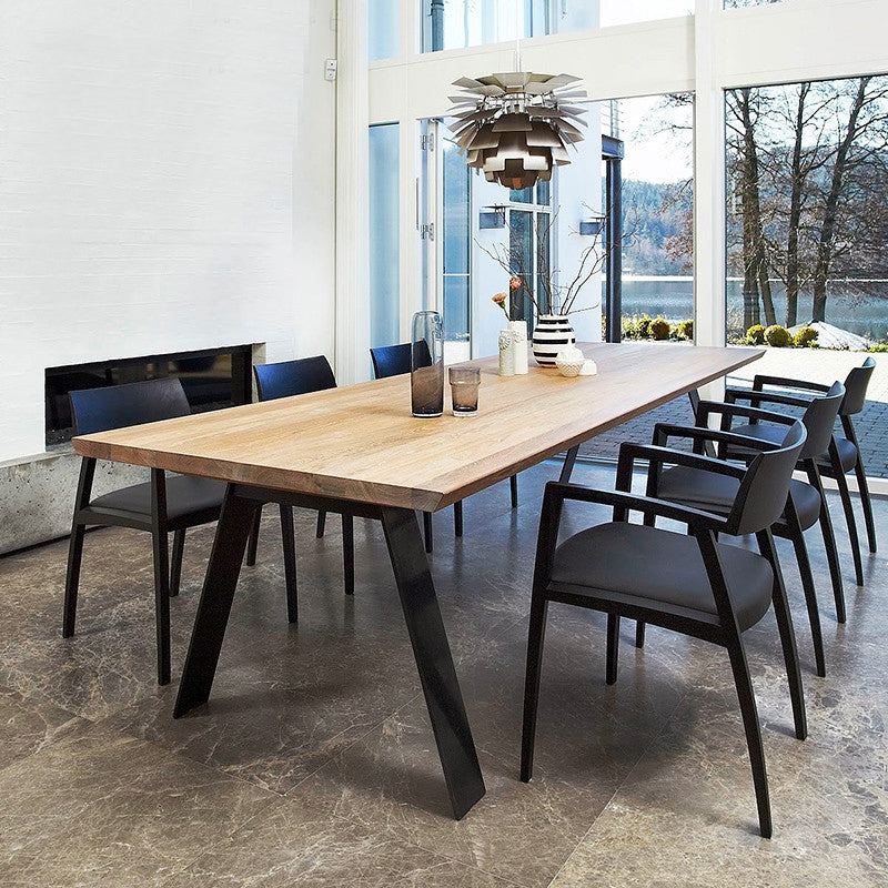 Metall Industrial Rechteck Esstisch Massiv Holz Tisch mit 4 Beinen