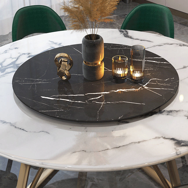 Glam Sintered Stone Top Standard Dining Table Round Shape Dining Table for Kitchen